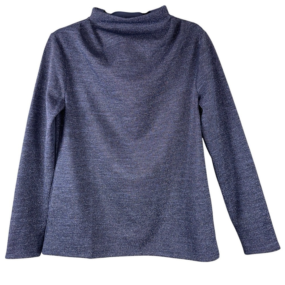 Ann Taylor Top Womens Medium Purple Metallic Sparkle Drape Neck Blouse Classy